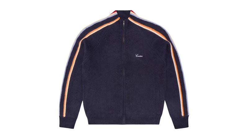 Corteiz Multi Stripe Knit Zip Up Top Navy Men's - FW25 - US