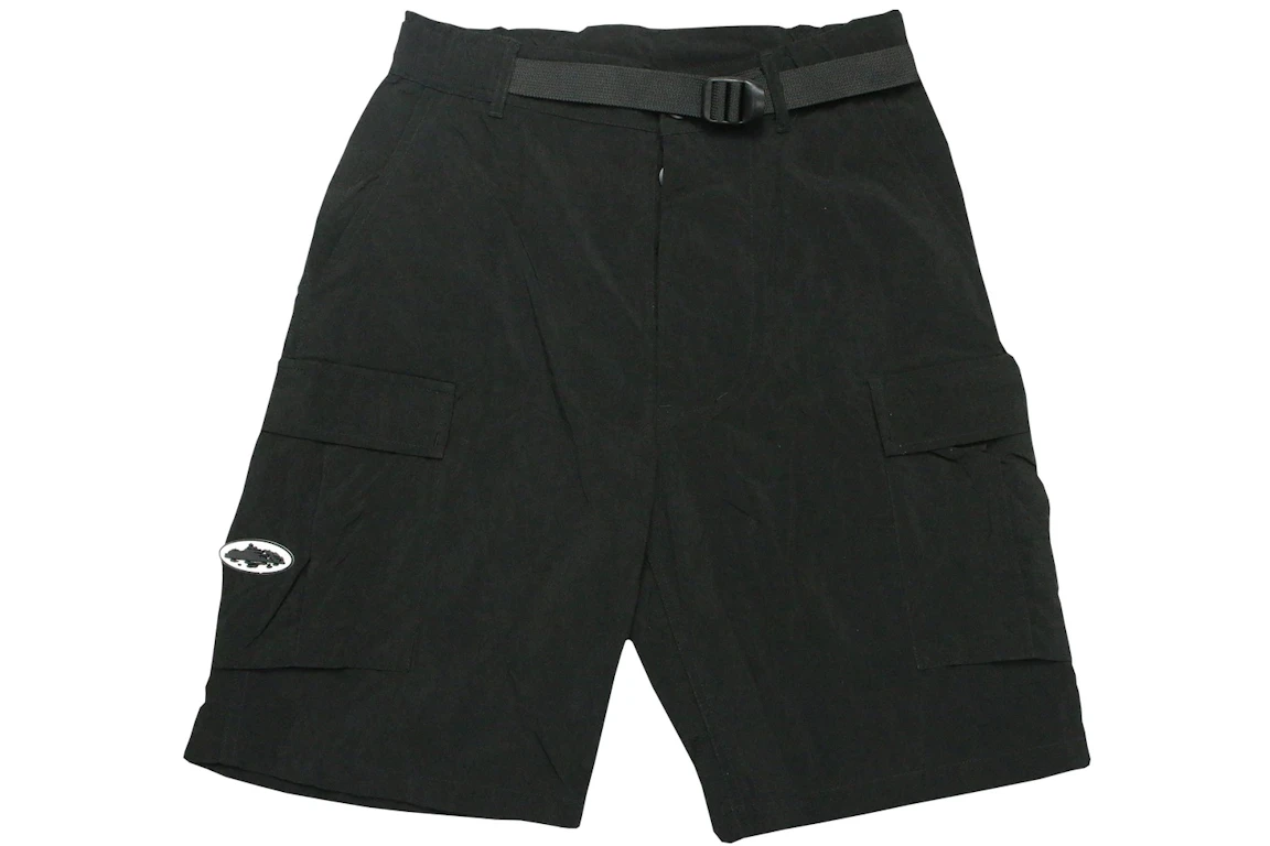 Corteiz Nylon Cargo Shorts Black