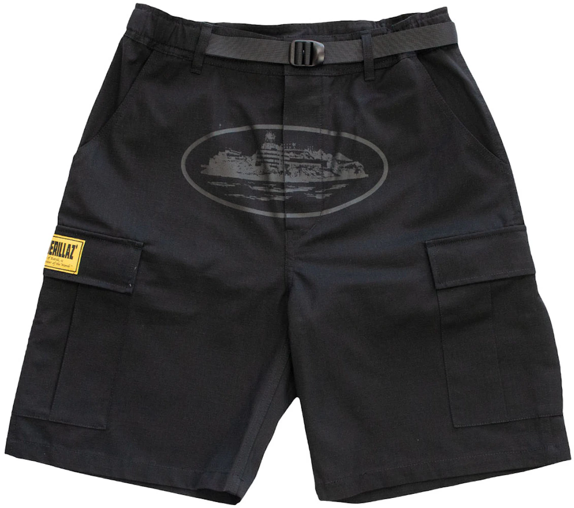 Pantalones cortos Corteiz OG Cargo en negro monocromático Hombre