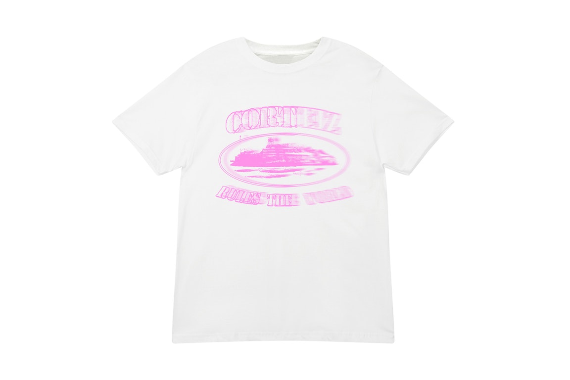 Pre-owned Corteiz Pink Blur Alcatraz T-shirt White