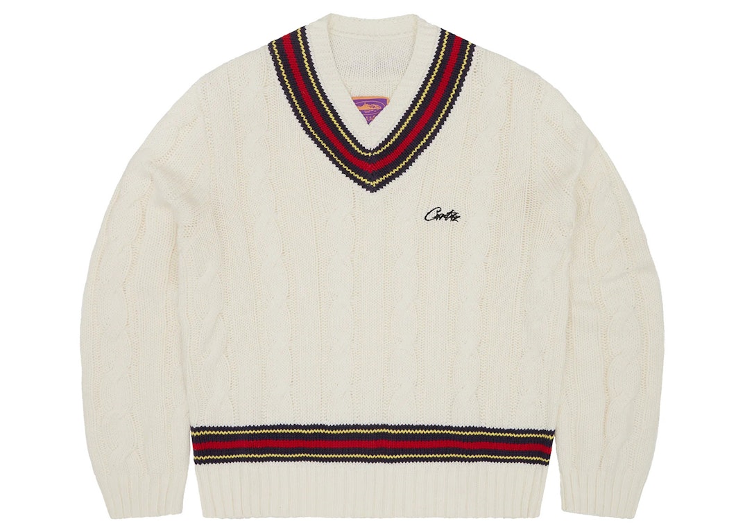 Pre-owned Corteiz Wimbledon Knit Sweater White