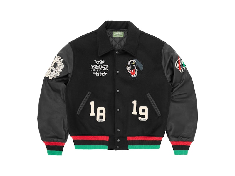 Corteiz x Denim Tears Cortears Panther Varsity Jacket Black Men's