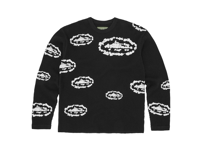 Corteiz x Denim Tears Island Wreath Waffle Thermal Black Men's