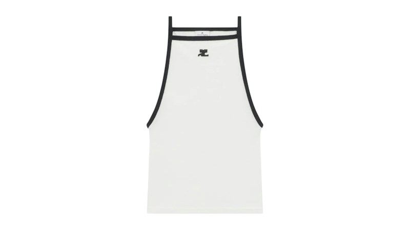 Courreges Light Ribs Contrast Tank Top Heritage White/Black