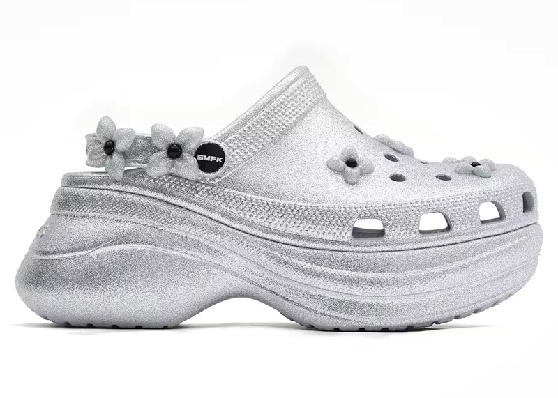 Pre-owned Crocs Men's  Classic Bae Clog Smfk Diamond Sneakers In Silver/glitter