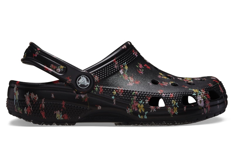 Pre-owned Crocs Men's Classic Clog Ditsy Floral Sneakers In Black