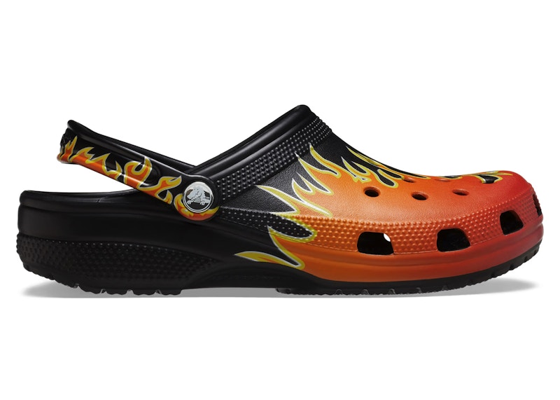 Pre-owned Crocs Men's  Classic Clog Flames Sneakers In Black