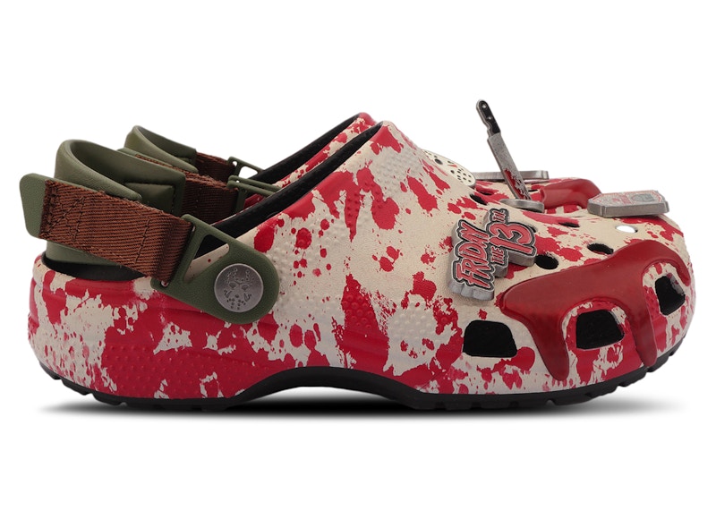 Pre-owned Crocs Men's  Classic Clog Friday The 13th Sneakers In Beige/red In Multi
