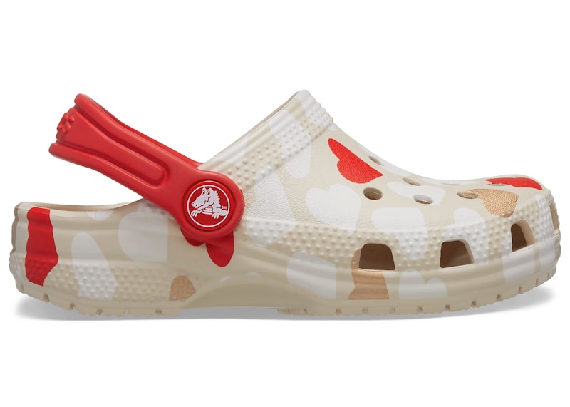 Crocs Classic Clog Heart Print Sneakers in Sandstone