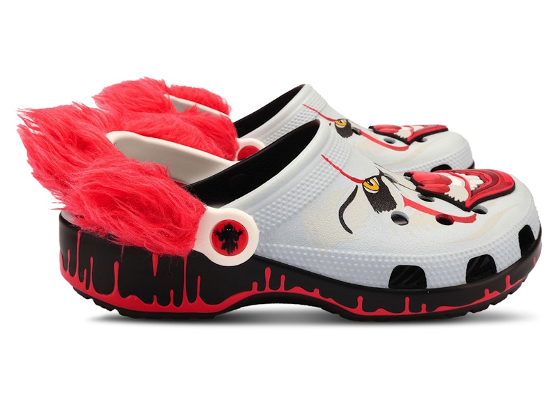 Pre-owned Crocs Men's Classic Clog It Pennywise Sneakers In White/red/black In Multi