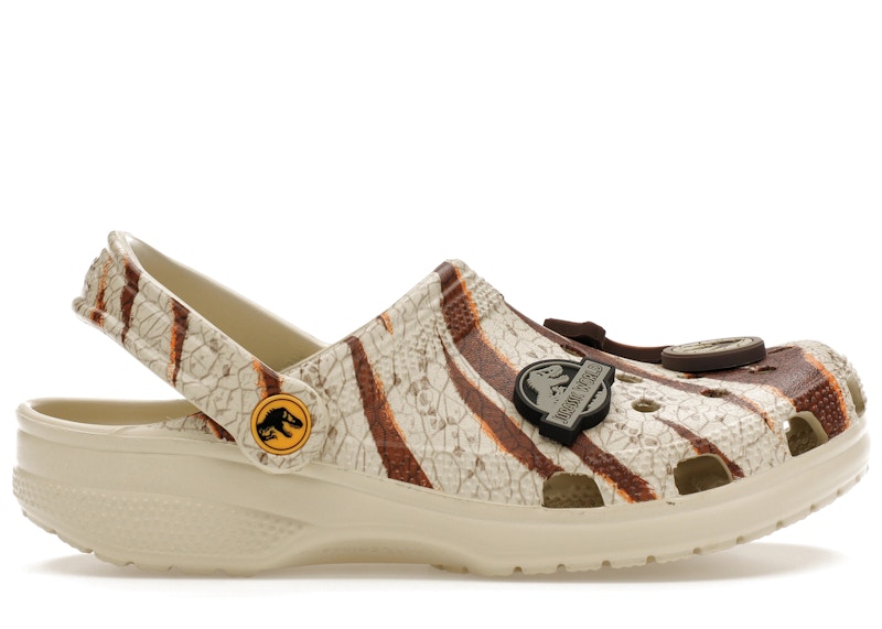 Pre-owned Crocs Men's  Classic Clog Jurassic World Sneakers In Bone In Brown
