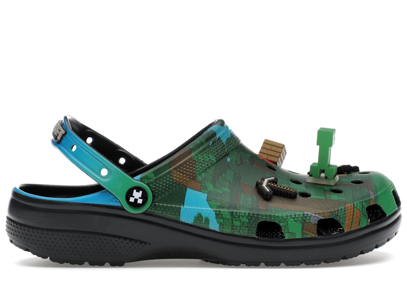 Pre-owned Crocs Men's  Classic Clog Minecraft Dark Forest Sneakers In Green
