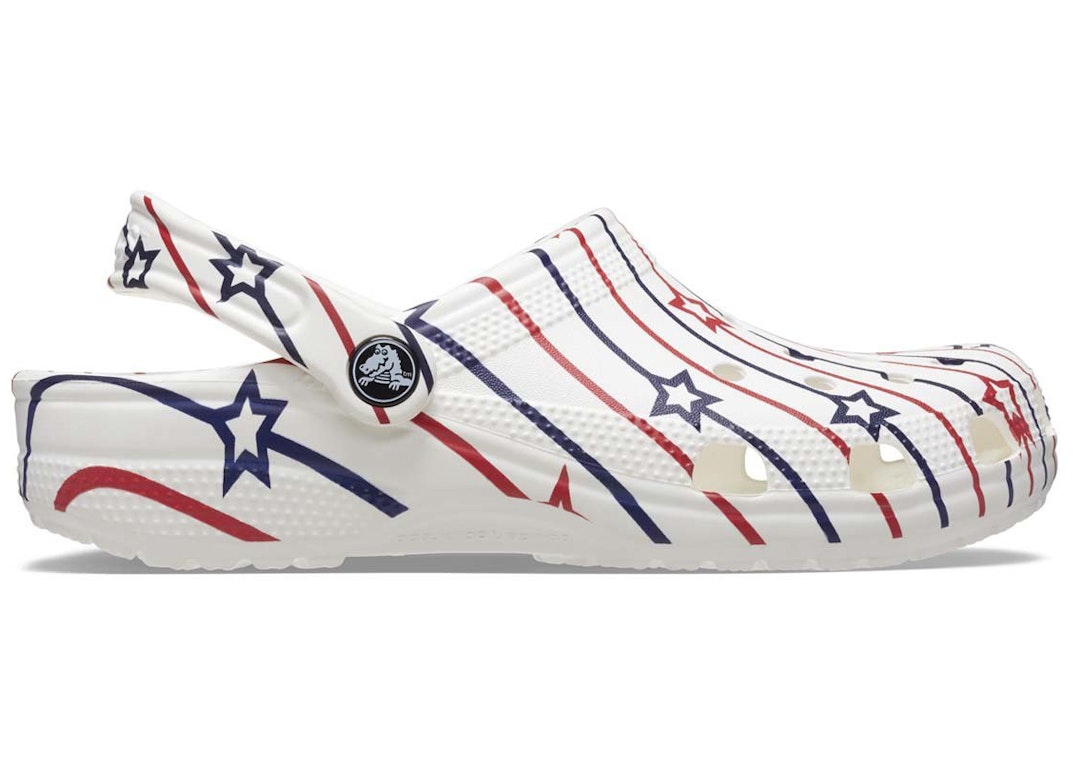 Pre-owned Crocs Classic Clog Stars And Stripes In White/multi