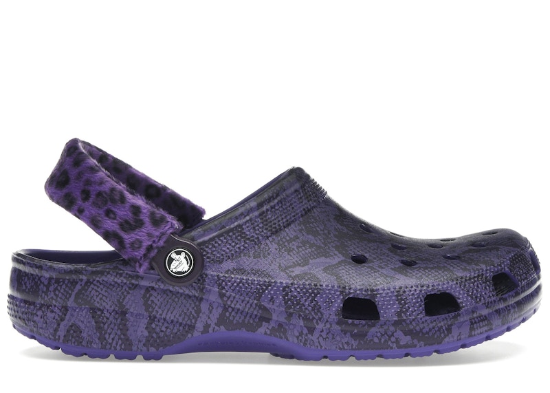 Pre-owned Crocs Men's Classic Clog Stray Rats Snakeskin Sneakers In Ultraviolet In Purple