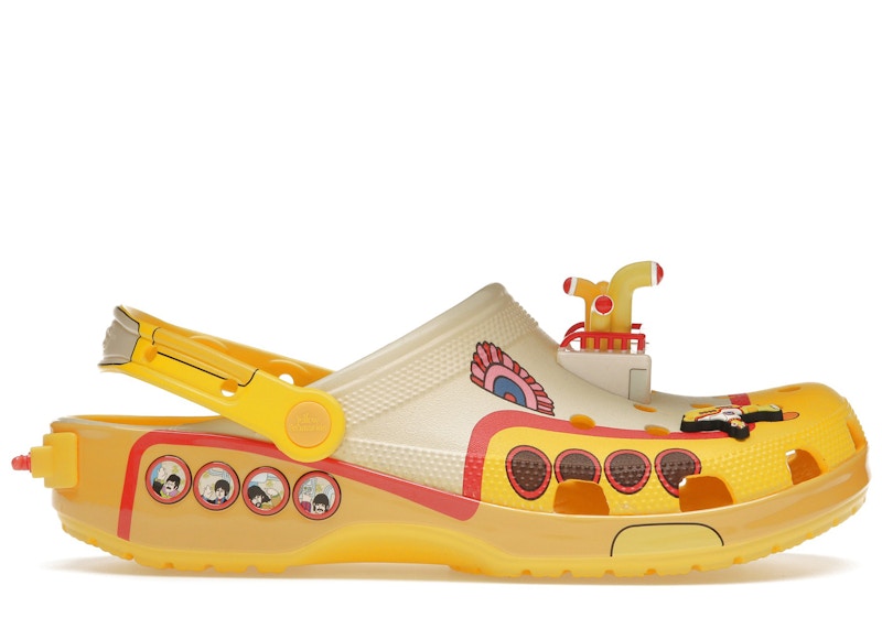 Pre-owned Crocs Men's  Classic Clog The Beatles Submarine Sneakers In Yellow/white In Multi