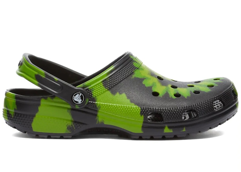 lime green tie dye crocs