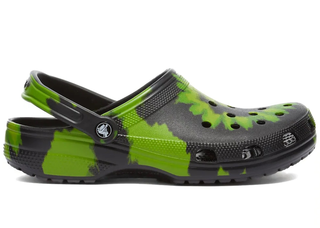Pre-owned Crocs Classic Clog Tie Dye Black Lime Punch In Black/lime Punch