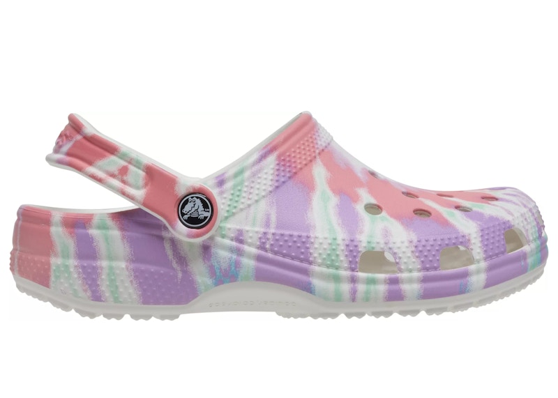 Pink tie store dye crocs