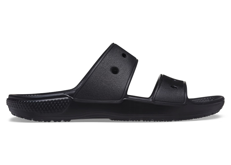 Pre-owned Crocs Men's Classic Double Band Slide Sandals Sneakers In Black