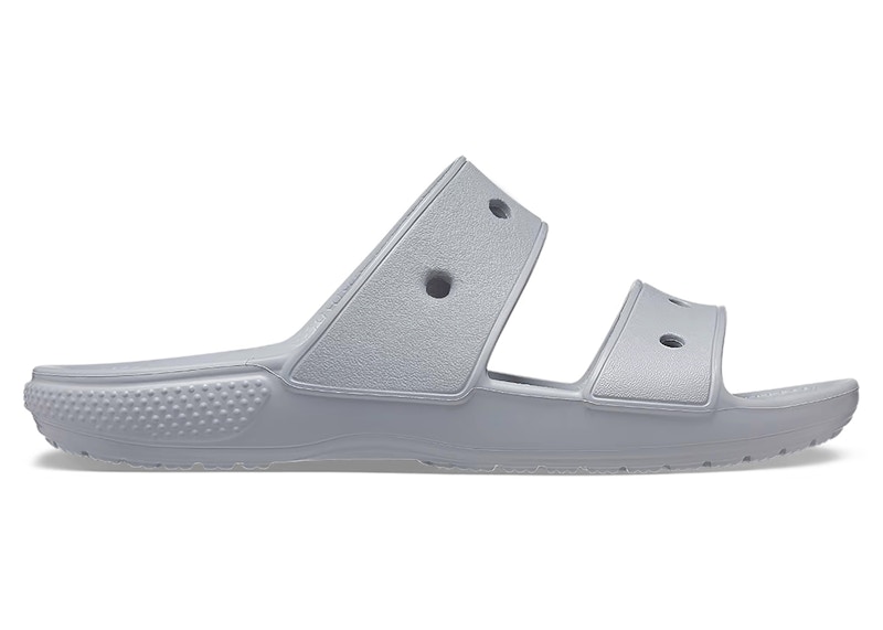 Pre-owned Crocs Men's  Classic Double Band Slide Sandals Sneakers In Light Grey In Gray