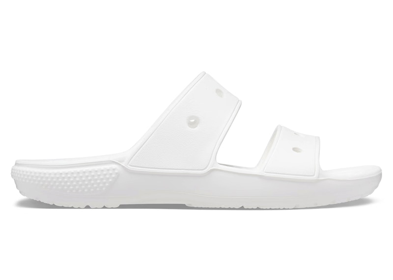 Pre-owned Crocs Men's  Classic Double Band Slide Sandals Sneakers In White