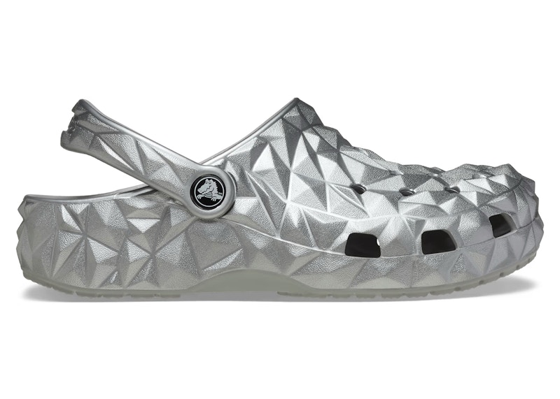 Pre-owned Crocs Men's  Classic Geometric Clog Metallic Sneakers In Silver