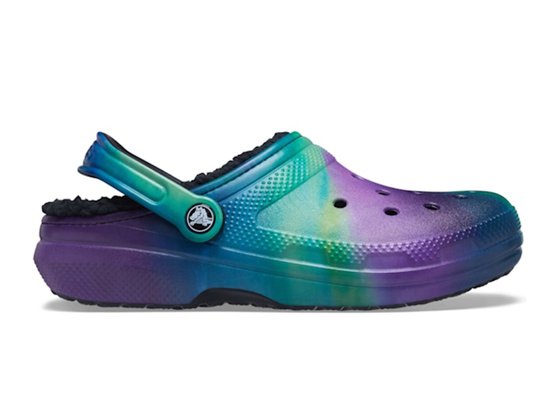 Tie dye fuzzy outlet crocs