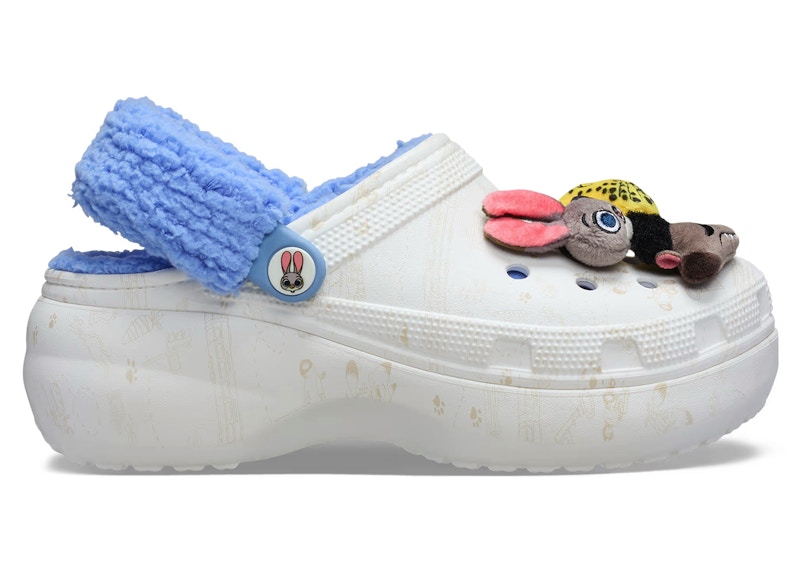 CROCS Pre-owned Classic Lined Platform Clog Disney Zootopia 2 (women's) Sneakers In White/tan/blue In Multi