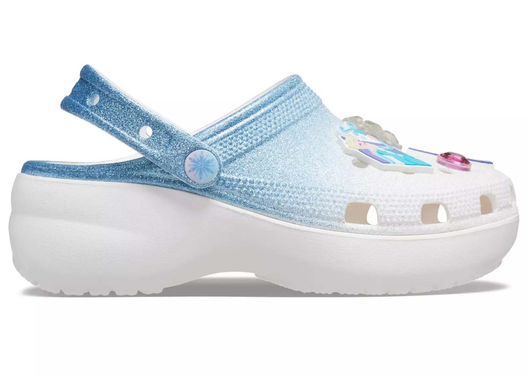 Pre-owned Crocs Classic Platform Clog Disney Frozen (women's) In White/blue