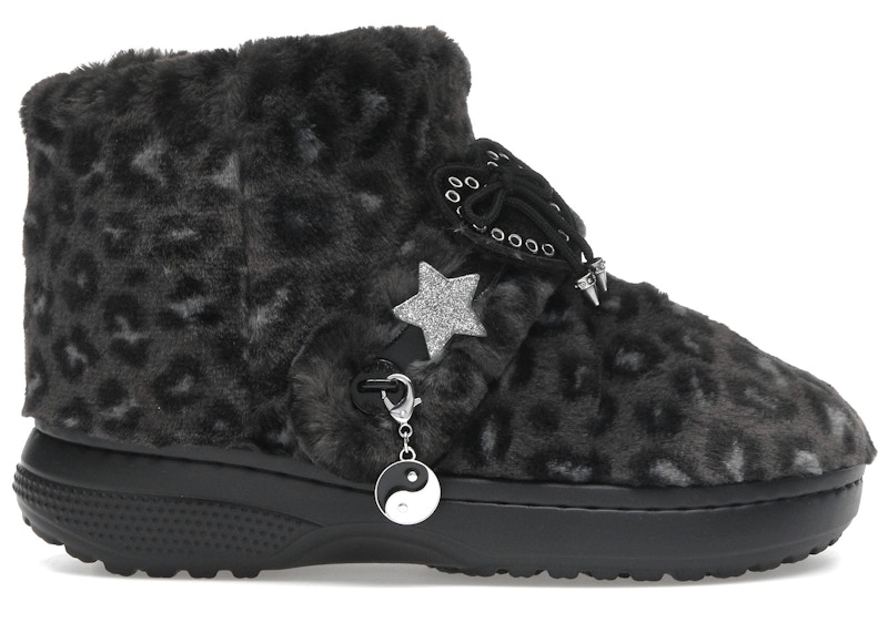 Men's Crocs Classic Unfurgettable Boot Sneakers in Black/Leopard