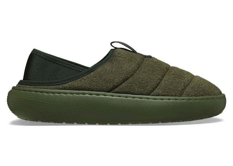 Pre-owned Crocs Men's  Classic Vegan Suede Moc Sneakers In Army Green