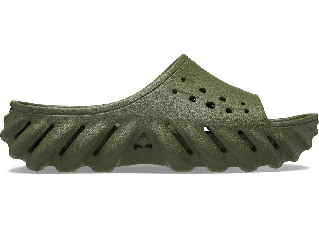 Pre-owned Crocs Echo Slide Army Green