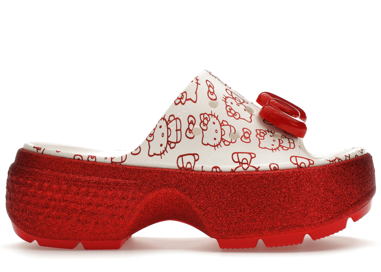 Crocs Stomp Slide Hello Kitty 50th Anniversary Red Glitter