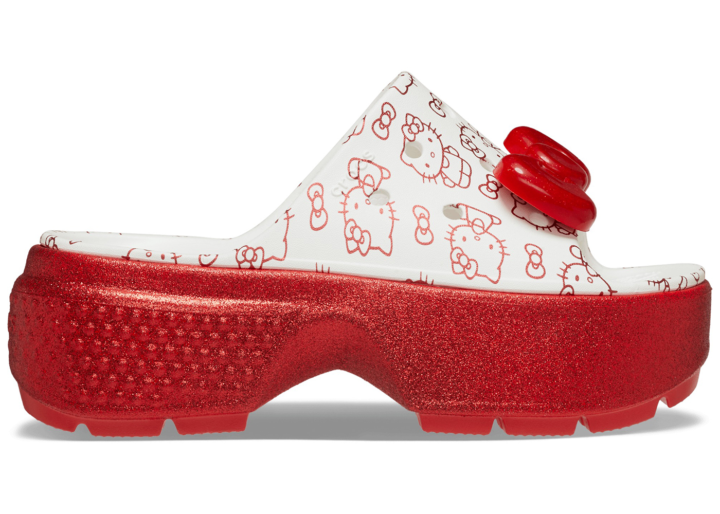 Crocs Stomp Slide Hello Kitty 50th Anniversary Red Glitter