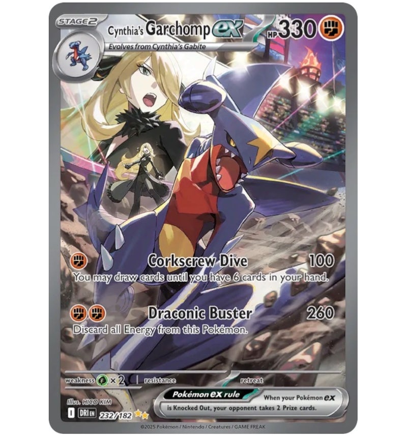 Cynthia's Garchomp ex 2025 Pokmon Scarlet & Violet Destined Rivals Special Illustration Rare 232/182 Ungraded - 2025 - US Cynthia's Garchomp ex 2025 Pokmon Scarlet & Violet Destined Rivals Special Illustration Rare 232/182 Ungraded - 2025 - US