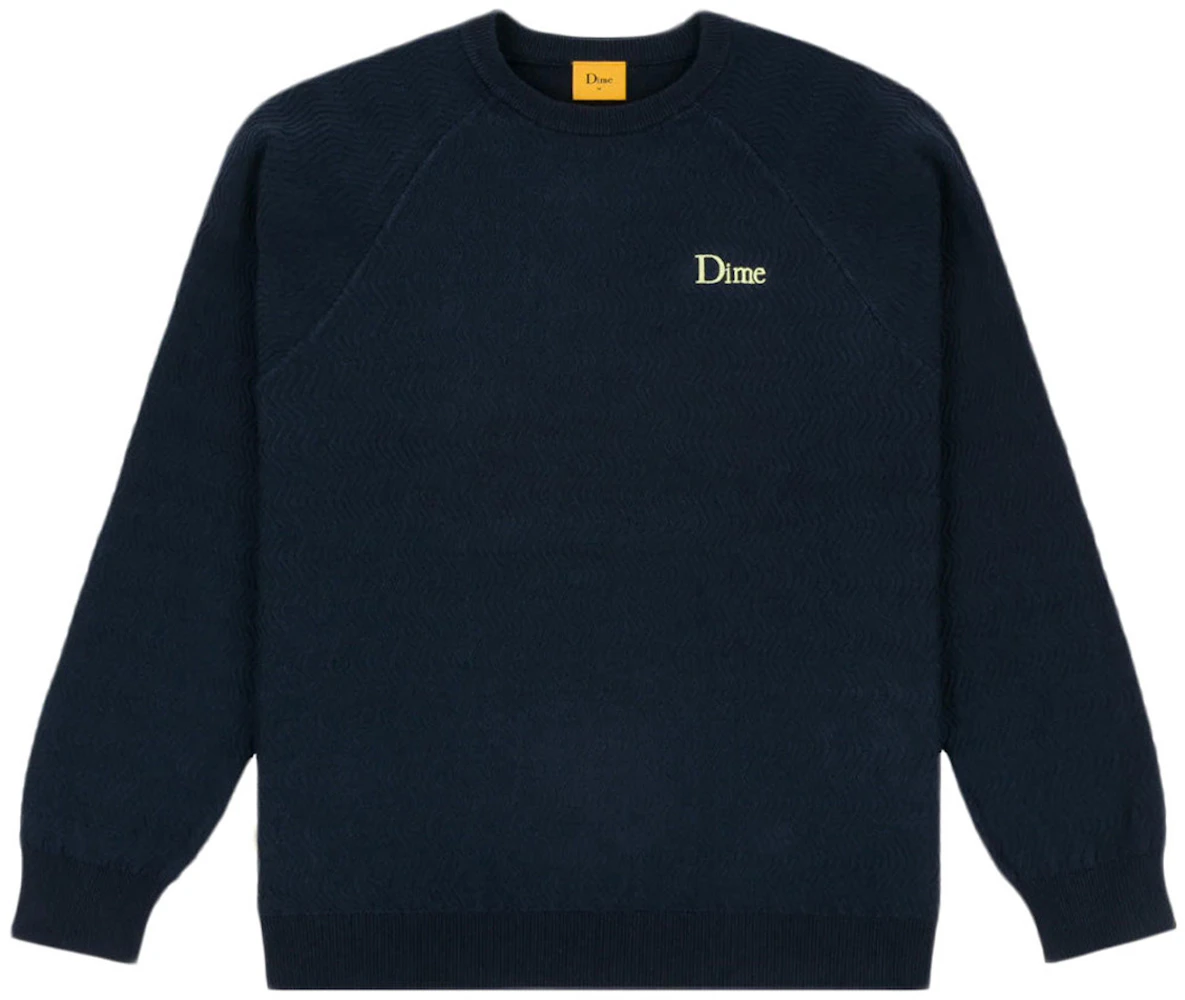 DIME Wave Cable Knit Sweater Navy Men's - GB