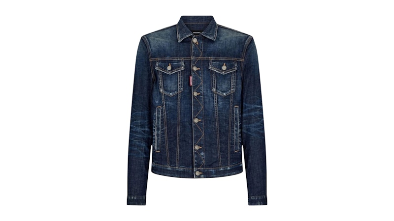 Pre-owned Dsquared2 Men's Dark Navy Denim Jacket In Blue