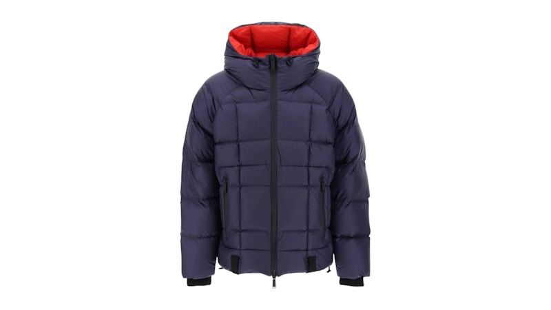 Dsquared2 Printed Logo Navy Hooded Down Jacket Blue