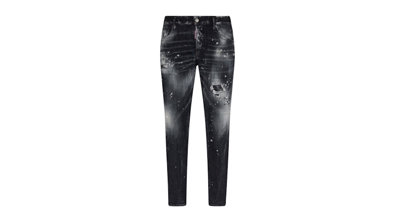 Dsquared2 Skater Jean Paint Splatter Faded Wash Jeans Black Men's