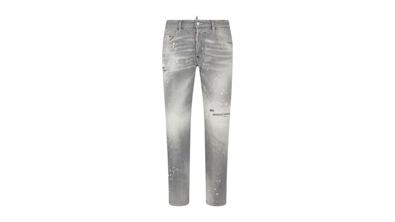 たけ46 DSQUARED2 スプラッシュ加工　SKATER JEAN Dsquared2 Skater Jean Paint Splatter Light Wash Jeans Grey