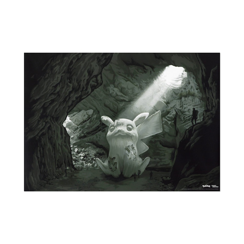 Daniel Arsham x Pokemon Cave of Pikachu A2 Poster Grey