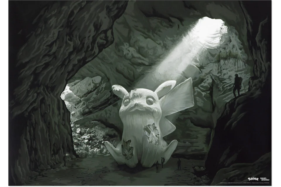 Daniel Arsham x Pokemon Cave of Pikachu A2 Poster Grey