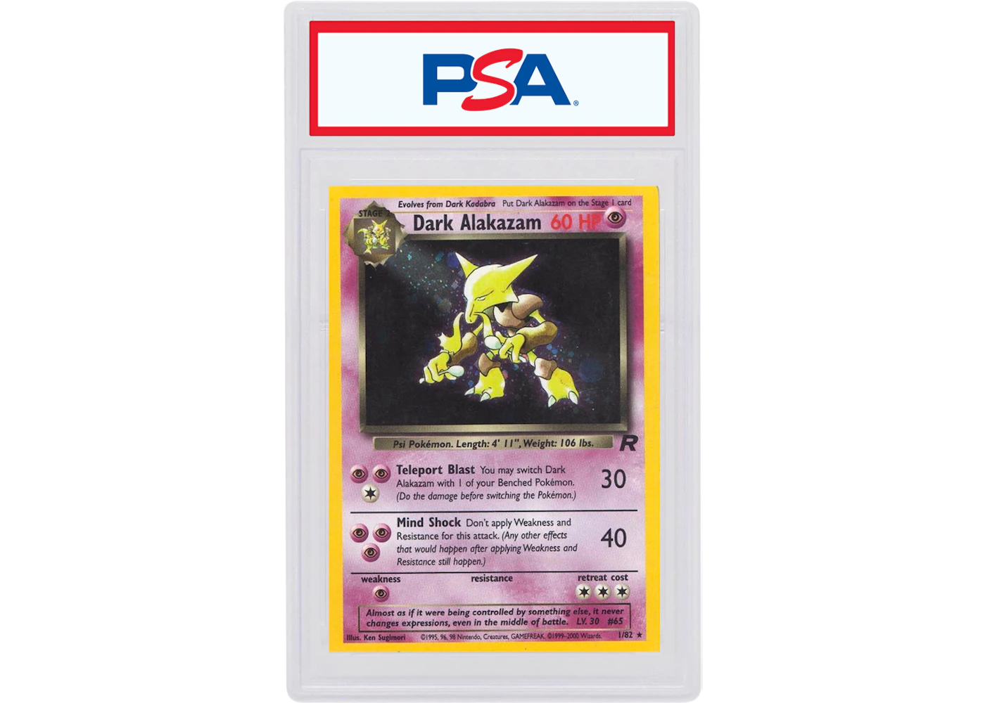 Dark Alakazam-Holo 2000 Pokemon TCG Team Rocket #1/82 (PSA or BGS Graded) - 2000 - US Dark Alakazam-Holo 2000 Pokemon TCG Team Rocket #1/82 (PSA or BGS Graded) - 2000 - US
