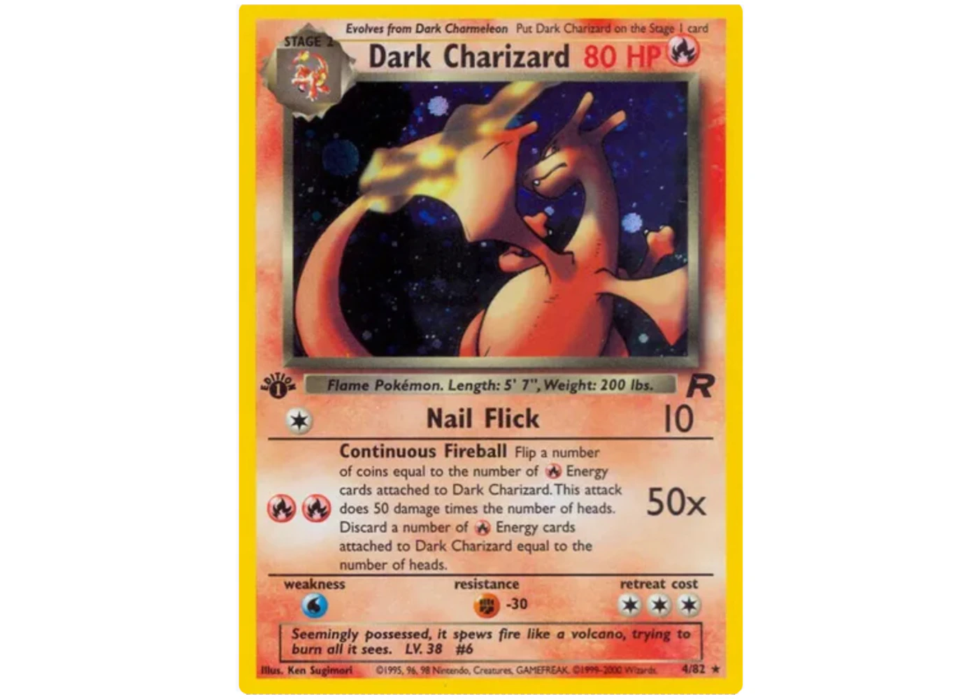 Dark Charizard 2000 Pokmon TCG Rocket Holo #4 (Ungraded) - 2000 - US Dark Charizard 2000 Pokmon TCG Rocket Holo #4 (Ungraded) - 2000 - US