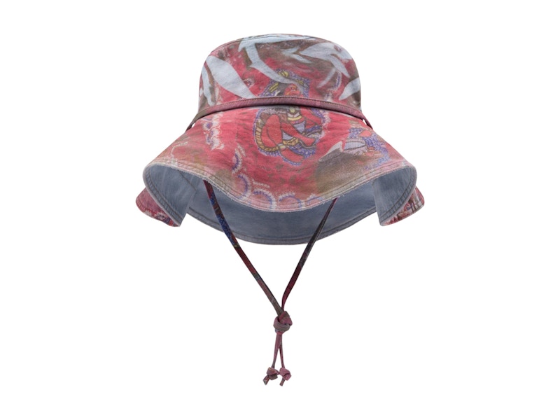Pre-owned Denim Tears Men's  Big Chief Demond Denim Plantation Hat In Red
