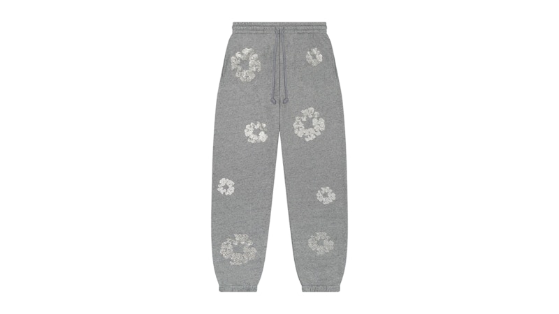 Pre-owned Denim Tears Men's Cashmere Swarovski Cotton Wreath Sweatpants In Grey