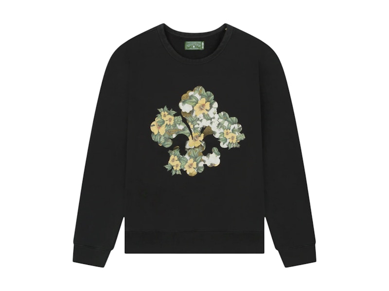 Pre-owned Denim Tears Men's Cotton Fleur Delis Crewneck Sweatshirt In Charcoal In Gray