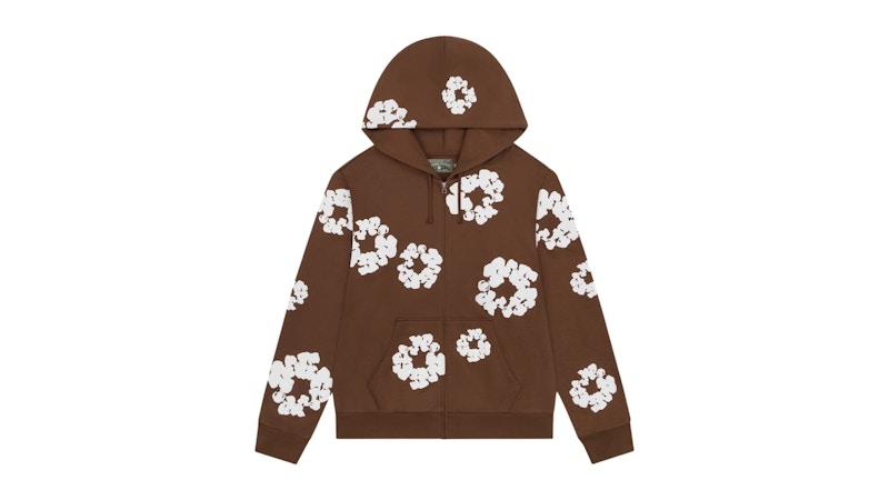 Denim Tears Cotton Wreath Zip Hoodie Brown Men's - FW25 - US