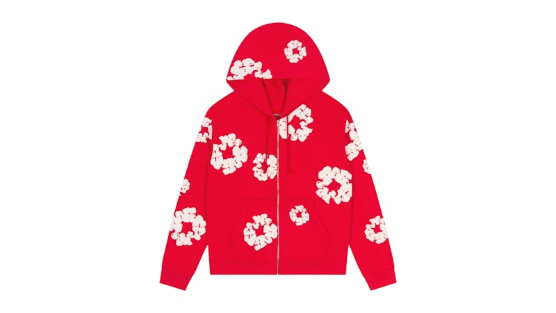 【Denim Tears】コットンリース ジップフーディー レッド Denim Tears Cotton Wreath Zip Hoodie Red Men's - SS25 - US