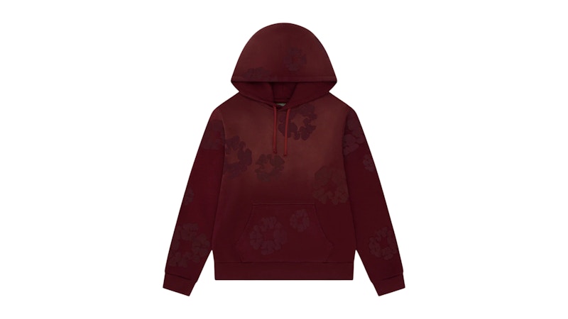 Denim Tears Faded Mono Cotton Wreath Hoodie Beet Root Men's - FW25